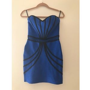 Strapless bodycon electric blue dress